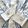 Casa Designer Moda Roupas Camisas Agasalhos Casablanca 23ss Mármore Azul Cisne Casal Seda Solta Camisa Havaiana Manga Longa