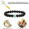 Perline 8Mm Black Lava Rock Stone Bead Strand Oli essenziali Ansia Aromaterapia Diffusore Elastic Stretch Yoga Sollievo dallo stress Bracele Dhgvm