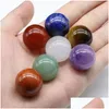 Pierre 20Mm Naturel Perles En Vrac Améthyste Rose Quartz Turquoise Agate 7 Chakra Diy Boule Ronde Non Poreuse Yoga Guides De Guérison Drop Deli Dhsls