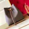 NEONOE tas deisgner vrouw handtas Emmer schoudertassen hoge kwaliteit echt lederen crossbody tassen voor vrouwen mode bruine bloem handtassen clutch portemonnee 25cm