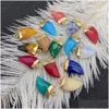 Charms 10X20Mm Gold Edge Natural Crystal Faceted Stone Pepper Shape Rose Quartz Turquoise Pendants Trendy For Jewelry Making Wholesa Dhpiw