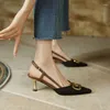 Geklede schoenen Leer Spitse Neus Stiletto Dun Hoge Hakken Frans Romantisch Basisontwerp Chique Elegant Ondiep Zomer Dames Sandaalhak Dames