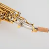 Haut de gamme SC-9937 Bb Soprano Elbow Saxophone Silver Body Gold Key Instrument à vent avec accessoires sax soprano