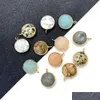 Charms 15X19Mm Gold Edged Natural Stone Green Rose Quartz Crystal Pendant For Earrings Necklace Jewelry Making Wholesale Drop Delive Dh2Dp