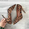 Dress Shoes Sexy Leopard Print Suede High Heels 12cm Pointed Toe Heeled Shoes Women's Stilettos Yellow Brown Super Slip-on Z230703