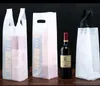 Opakowanie prezentowe 50pcs Złota pojedyncza podwójnie czerwona torba na uchwyt wina z plastikową wodoodporną tote piwo napój opakowania butelka szampana 230701