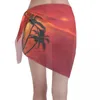 Dambadkläder Tropisk sommarsolnedgång Sexiga kvinnor Beach Bikini Cover Up Wrap Chiffong Pareo Scarf Sarong Bikiniskjol Baddräkt