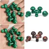 Kamień 20 mm mini malachite grzybowy posąg statua kamienie ornament rzeźbia dekoracja domu kryształowe polerowanie klejnot kropla biżuteria DHA3M