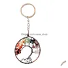 Porte-clés Longes Fil Wrap Arbre De Vie Reiki Guérison Porte-clés Pierre Naturelle Coeur Chakra Améthyste Rose Rose Cristal Porte-clés W Dhrlj