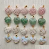 Charms naturliga stenhjärta kristall agatpärlor hänge handgjorda trådguldfärg inslagna för smycken markering droppleverans fynd c dhpxt