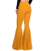 Pants Capris Women's wide leg waist high elastic sports tight solid color flash mermaid pants yoga fitness legs HDK230703