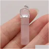 Charmes Guérison Cylindre Pilier Rose Améthyste Noir Agate Pierre Rose Quartz Cristal Pendentif Diy Collier Femmes Bijoux De Mode Findin Dhszc