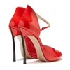 Chaussures habillées sandale pour femmes Peep Toe cuir verni talons fins dame boucle sangle haute sandales mode unique rouge pompes