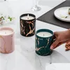 Kerzen Marmor Duftkerze Goldmuster Keramik Ins Aromatherapie Home Decor Valentinstag Geschenk Drop Lieferung Garten Dh0Cq