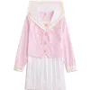 Japanese School Uniform cosplay Women Sakura Light Pink Tops White Pleated Skirt JK Uniform Girls Japanese Sailor Suit285d