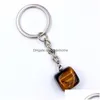 キーリングIrregar Cubic Natural Crytal Stone Keychains sier Color Healing Crystals Car Decor Decor Keyrings keyrings keyholder for women menギフトd dhk8r