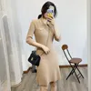 New Maje Polo Knitted Slim Fit Medium Sleeve Solid Ice Silk Dress