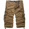 Herren-Shorts, Herren-Shorts, lose große Cargo-Shorts, Baumwolle, taktische Freizeit-Shorts für Herren, einfarbig, Patchwork, Militär-Shorts, weiß, knielang, Z230703