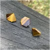Kamienne naturalne sześciokątne piramidy koraliki kabochonowe Rose kwarc Kamienie do leczenia reiki kryształowe ozdoby naszyjniki