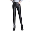 Pantalon Femme Cachemire Cuir Automne Hiver Moulant Stretch Leggings Pantalon Décontracté Petits Pieds Noir