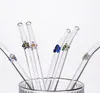 Reusable Borosilicate Butterfly Mushroom Glass Drinking Straws High temperature resistance Clear Colored Bent Cocktail Straw