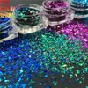 Klistermärken Dekaler TCT 350 Chameleon Color Shift Mylar Shard Oregelbunden nagelglitter Konstdekoration Smink Tumblers Hantverk Festivaltillbehör 230703