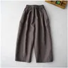 Women's Pants Simple And Versatile Linen Comfortable Casual For Loose Radish Summer Literary Style Thin Capris