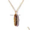 Hänghalsband Hexagonal pendumhalsband Reiki Healing Column Natural Stone Gold Wire Wrap Chain Pendants For Women Män Drop Deli Dhbyc