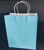 Present Wrap 80st Lot Blue Paper Bag With Handle Wedding Party Favor Papperspåsar 21 15 8CM 230701