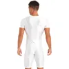 Costumi da bagno da donna Costume da bagno da uomo lucido manica corta tuta con cerniera tinta unita girocollo body da nuoto abbigliamento sportivo palestra fitness