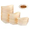 Dinnerware Sets 100 Pcs Disposable Sushi Wood Boat Dessert Plates Tray Appetizer Dishes Serving Container