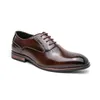 New Oxford Dress Leather Shoes for Men Brogue Wedding Black Brown Lace-up Round Toe Spring Autumn Handmade Size 38-48