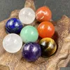 Pietra 16Mm Sfera Rotonda 7 Chakra Set Reiki Pietre Di Cristallo Naturale Ornamenti Quarzo Yoga Energia Perlina Guarigione Arte Artigianato Decorazione Goccia Dh8Pn