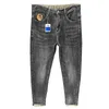 Heren Jeans Designer Zomer Dunne Veelzijdige China-Chic Gedrukt Modemerk Elastische Slim Fit Kleine Voeten Rechte Pijpen Broek voor Mannen LN6O