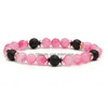 Beaded Rose Quartz Stone Pink Opal Glass Pärlor Strand Armband för Women Girl Jewelry Drop Delivery Armband DH3PR