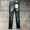 Męskie dżinsy fioletowe dżinsy mody dżinsy męskie luksusowy projektant designerski dżinsowy pant w trudnej sytuacji rowerzysta czarny niebieski dżins szczupły motocykl rozmiar 30-40 4636