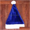 Ozdoby choinkowe czapka elfa krótki pluszowy kolorowy czerwony różowy zielony niebieski Xmas czapki świętego mikołaja dla Adt Drop Delivery Home Garden Festiv Dhe8J