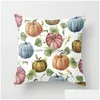 Pillow Case Thanksgiving Farmhouse Fall Throw Pillowers Autumn Harvest Halloween Pumpkin Printed Cushion Drop Delivery Home Garden T Dhjs7