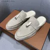 Ciabatte LP PIANA Summer Walk Charms scamosciato impreziosito Macaroon Luxe Mule shoes Vera pelle casual slip on flats donna Luxury Designers T230703