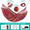 Camp Furniture Hammock for Outdoor Camping Garden Yard Patio Portable Hammocks Canvas Stripe Hang Bed Double Single People Swing 230701