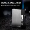 Jobon Portable Metal Sigara Kutusu Rüzgar Geçirmez Jet Flame Gaz Gaz Çakık Torç Turbo Kılıf Daha Akıllı Sigara Erkek Hediyesi 0x31 Gazla