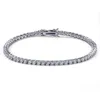 Pulsera de cadena de tenis para hombre de plata Cz chapada en oro blanco de 18 quilates