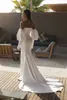 Satin Schatz Kleid Brautkleider Sexy Meerjungfrau Oberschenkel Schlitz geschwollene lange Ärmel Hochzeit Brautkleider