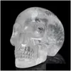 Arts And Crafts Hand Carved Natural Transparent Crystal Skl Gemstone Human Alien Head For Healing Reiki Halloween Gifts Drop Deliver Dhrut