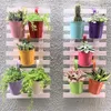 Planters Pots Colors Metal Wall Flower Pots Railing Planter with Drain for Home Garden Yard Balcony Plant Supplies R230614