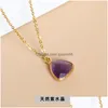 Hängselhalsband Natural Stone Crystal Necklace Triangle Amethyst Rose Quartz Chakra Healing Smycken för kvinnor Drop Delivery Pendant Dh47e