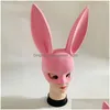 Máscaras de fiesta Orejas largas Máscara de conejo Disfraz de conejito Cosplay Mascarada de Halloween Rosa / Negro Entrega de la gota Hogar Jardín Suministros festivos Dh2Df