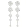 Dangle Chandelier European and American oversized exaggerated long fringe earrings female Snowflake eight star pendant South Korean Internet 230703