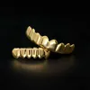 Griglie da uomo in oro Grillz set di denti gioielli hip-hop di alta qualità otto 8 denti superiori sei 6 griglie inferiori