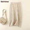 Skirts Cotvotee Knitted for Women 2023 Fashion Autumn Winter Slim Midi Skirt Vintage Casual Solid High Waisted Straight 230701